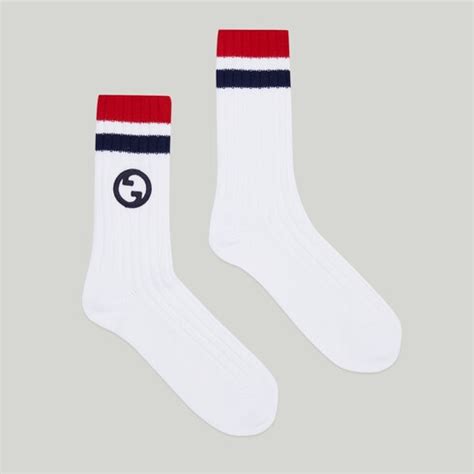 interlocking g logo gucci socks|Round Interlocking G cotton socks in white .